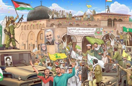 در آستانه روز قدس و همزمانی آن با سالروز آزادسازی خرمشهر، از جدیدترین طرح دیوارنگاره میدان ولیعصر با شعار «قدس خرمشهر دیگر میشود» رونمایی شد جشن آزادی قدس، بر روی دیوارنگاره میدان ولیعصر(عج)